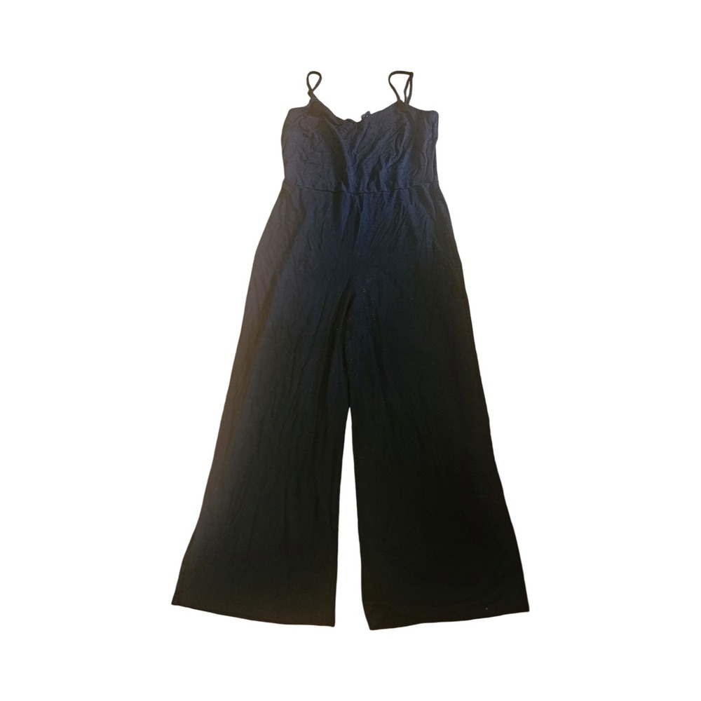 Jakes Black Wide Leg Spaghetti Strap Jumpsuit Sleeveless Women Size M